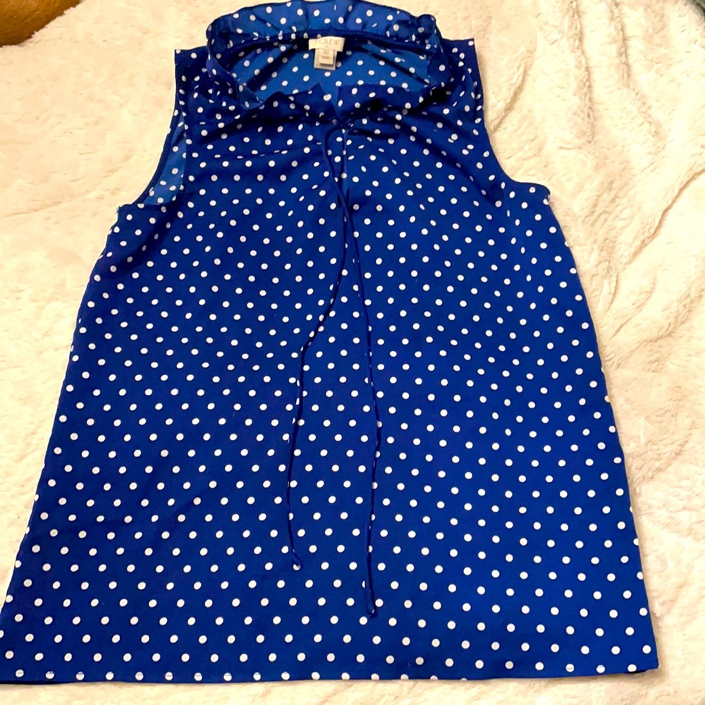 J.crew blue polka dot shirt size 00 petite